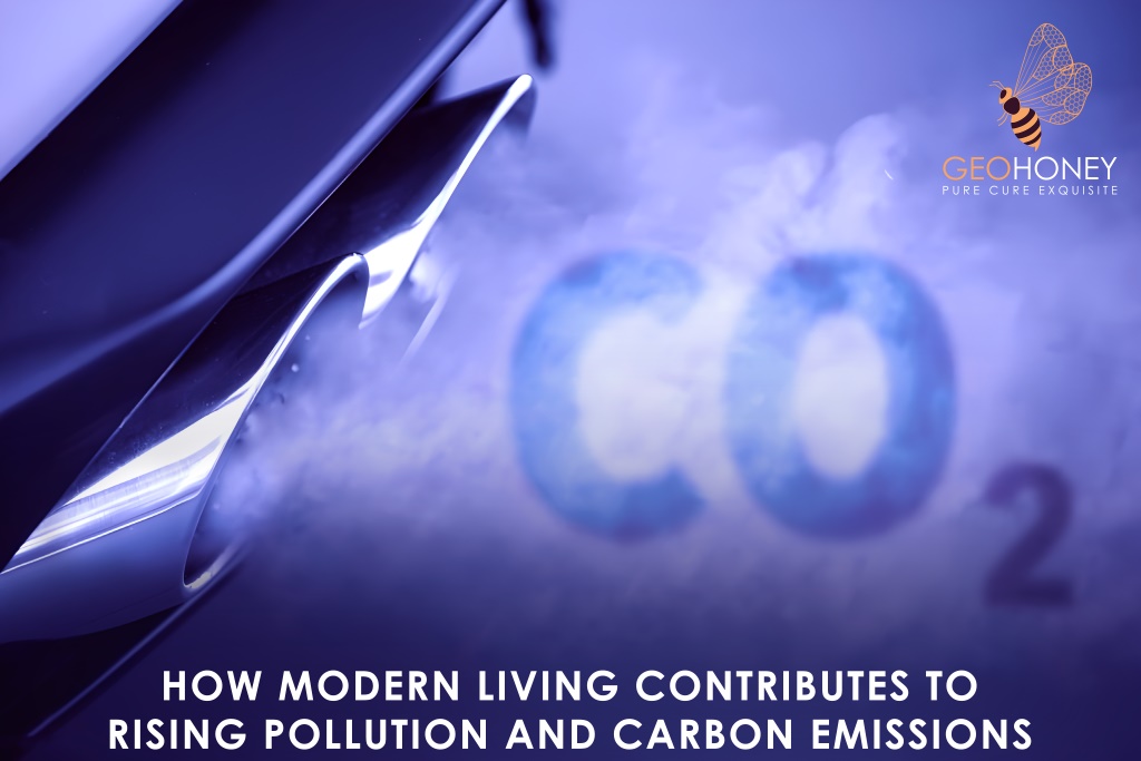 It highlights the issue of global warming and climate change caused by human activities like burning fossil fuels.